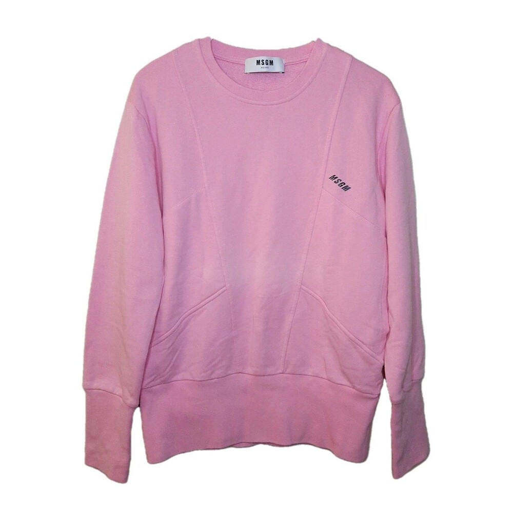 MSGM Milano Sweatshirt Pink Women Size L Long Sleeve With Logo Designer